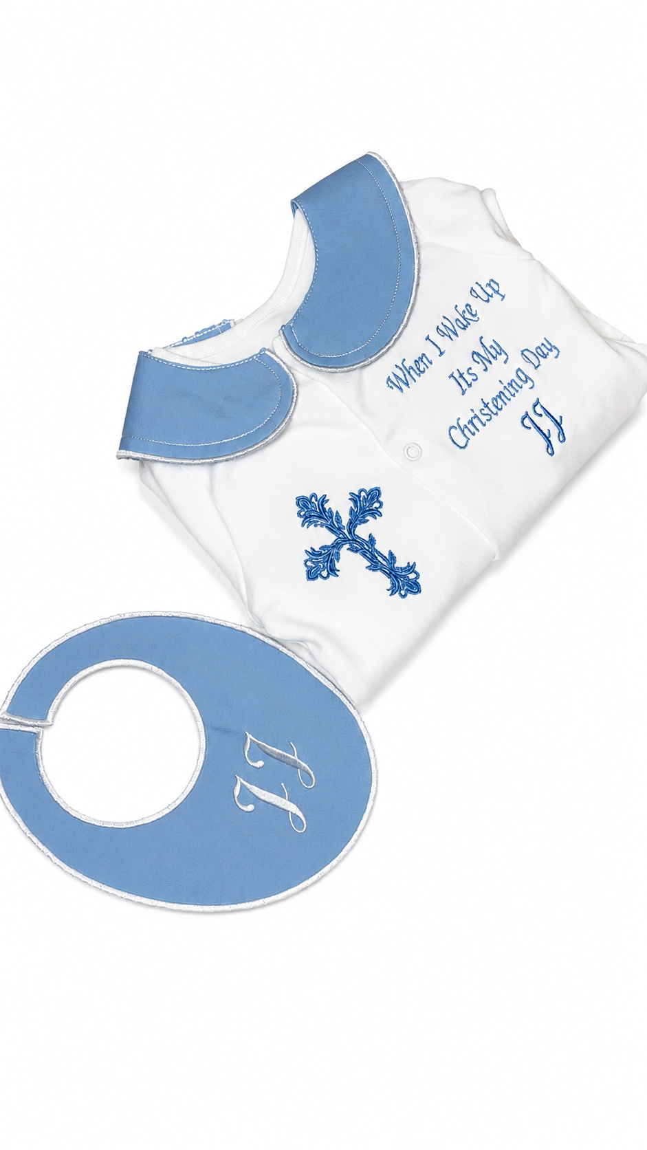 Personalised Scalloped Collar Babygrow & Bib Gift Set