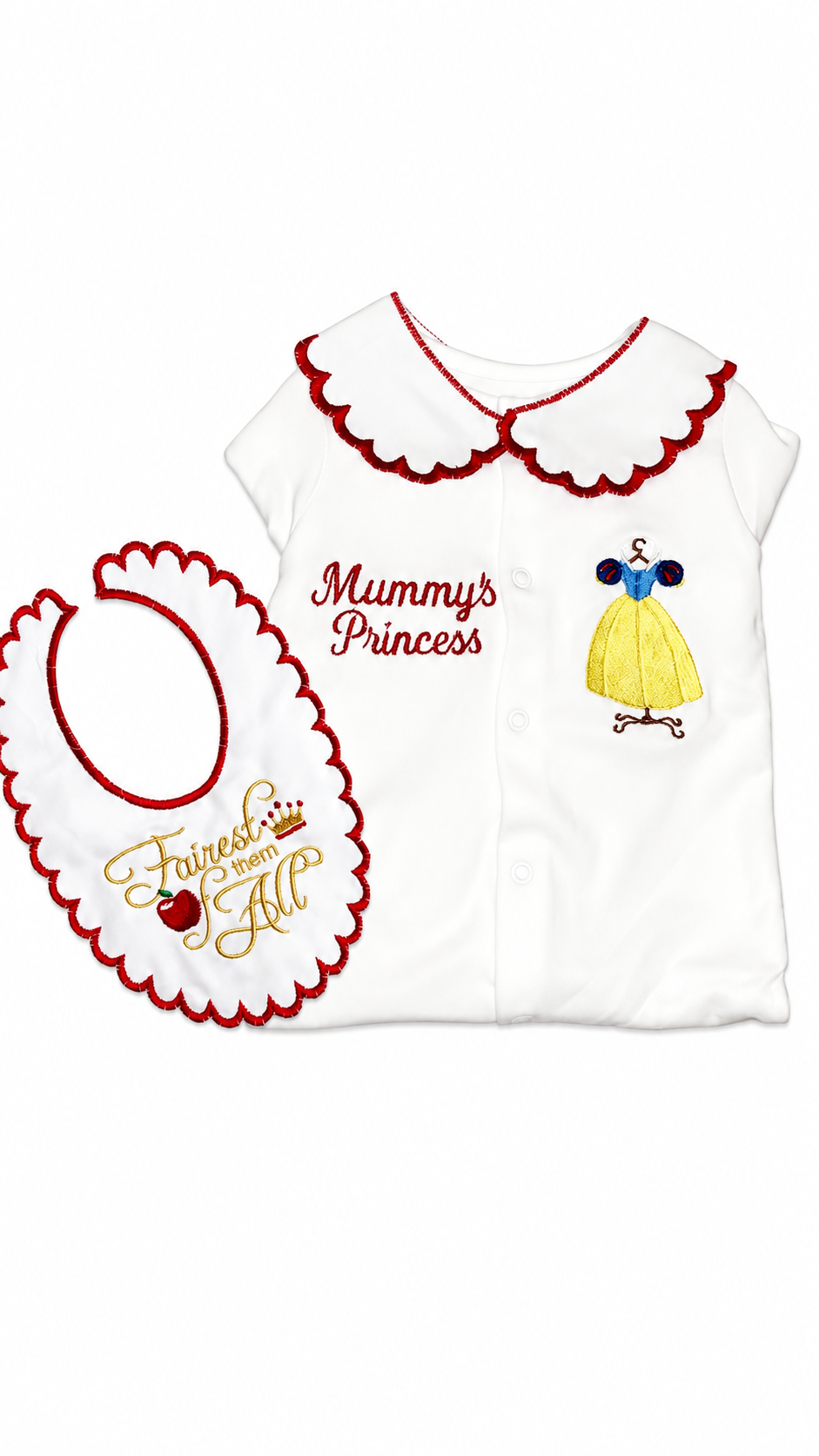 Personalised Scalloped Collar Babygrow & Bib Gift Set