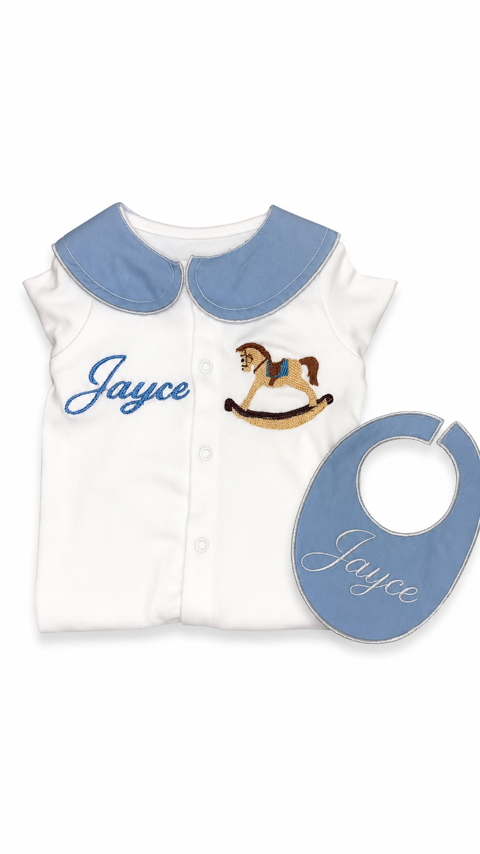 Personalised Scalloped Collar Babygrow & Bib Gift Set