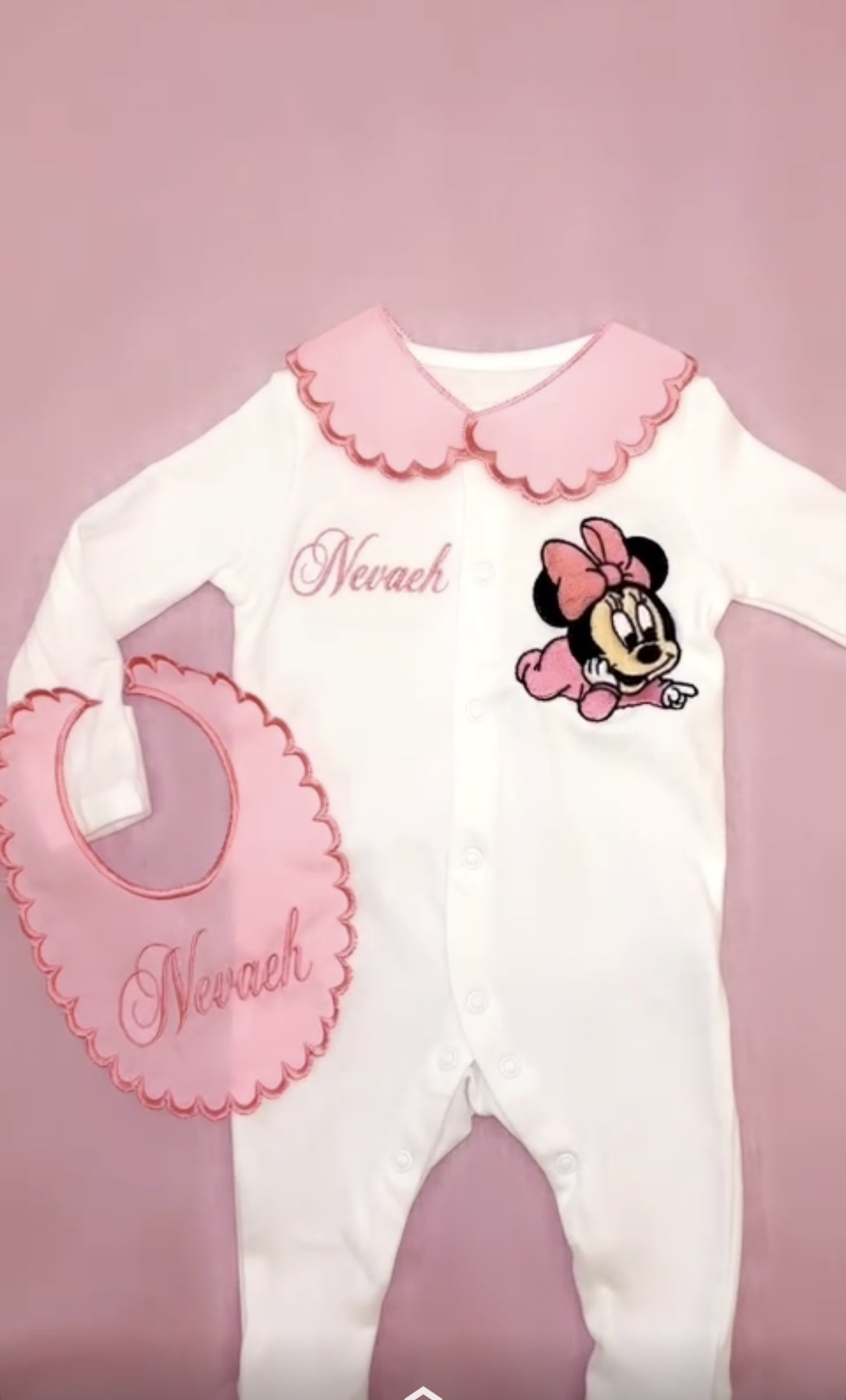 Personalised Scalloped Collar Babygrow & Bib Gift Set